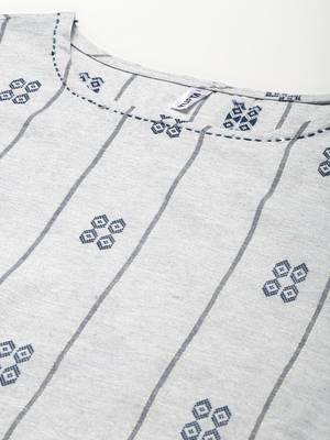 Grey printed cotton ethnic-kurtis 4