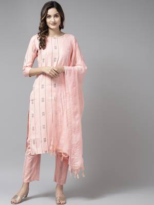 Peach printed cotton ethnic-kurtis 1