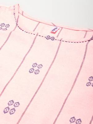 Peach printed cotton ethnic-kurtis 4