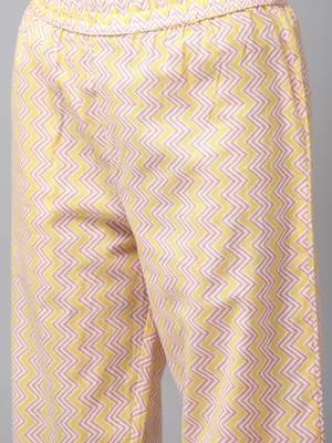 Yellow printed cotton ethnic-kurtis 5