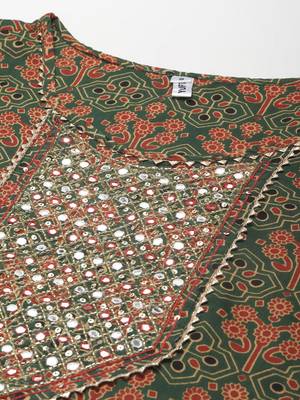 Olive printed cotton ethnic-kurtis 4