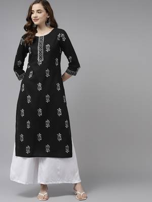 Black printed cotton kurtas-and-kurtis 1