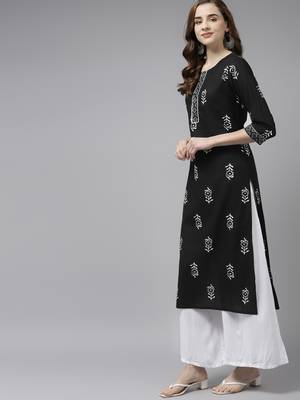 Black printed cotton kurtas-and-kurtis 2