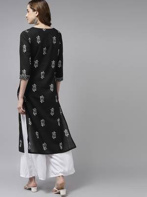 Black printed cotton kurtas-and-kurtis 3