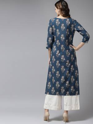 Blue printed cotton kurtas-and-kurtis 3