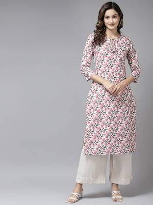 Pink printed cotton kurtas-and-kurtis 1