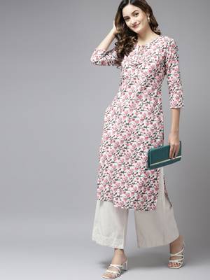 Pink printed cotton kurtas-and-kurtis 5