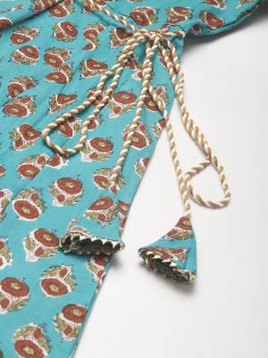 Sky-blue printed cotton kurtas-and-kurtis 5