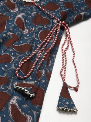 Teal-blue printed cotton kurtas-and-kurtis 5