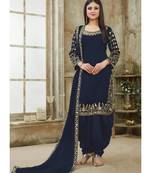 Navy Blue and Gold Embroidered Punjabi Suit