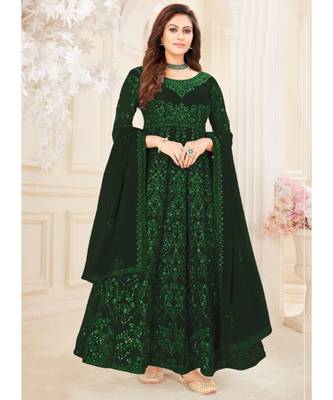 Green Lucknowi Embroidered Anarkali Suit 1