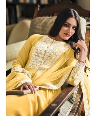 Yellow Georgette Pakistani Salwar Kameez 2