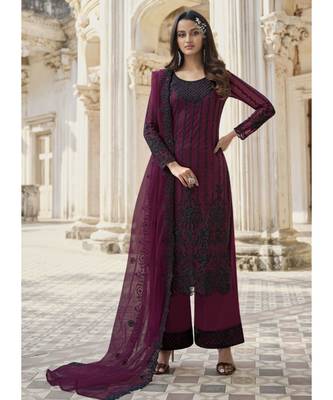 Deep Wine Pakistani Designer Pant Style Suit 1
