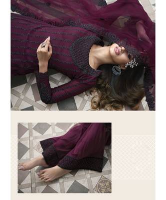Deep Wine Pakistani Designer Pant Style Suit 2