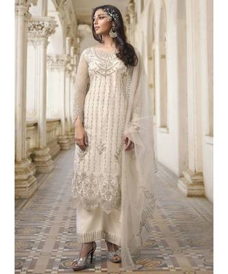 Off White Pakistani Designer Pant Style Suit 1