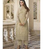Beige Golden Pakistani Designer Pant Style Suit