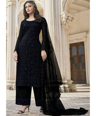 Black Pakistani Designer Pant Style Suit 1