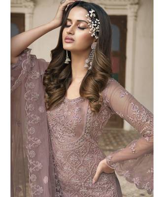 Mauve Pakistani Designer Pant Style Suit 2