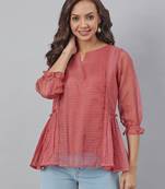 Janasya Mauve plain blended cotton tunics