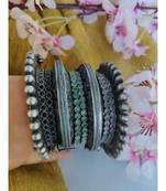 Spike bangles embossed kada with stone studded bangles German silver, SLA, indian oxidized jewelry
