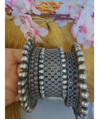 Jali kada, spike bangles, stone bangles all in one, German silver,indowestern jewelry 2