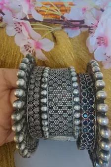 Jali kada, spike bangles, stone bangles all in one, German silver,indowestern jewelry