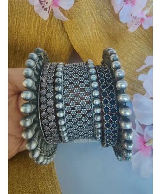 Jali kada, spike bangles, stone bangles all in one, German silver,indowestern jewelry 3