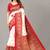 Red printed art silk saree with blouse