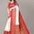 Red printed art silk saree with blouse