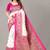 Pink printed art silk saree with blouse