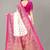 Pink printed art silk saree with blouse