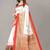 Red printed art silk saree with blouse