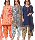 Salwar Studio Women's Pack of 3 Synthetic Printed Unstitched Dress Material Combo