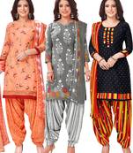 Salwar Studio Women's Pack of 3 Synthetic Printed Unstitched Dress Material Combo