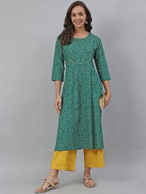Green printed cotton kurtas-and-kurtis 1