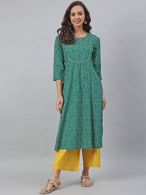 Green printed cotton kurtas-and-kurtis 2