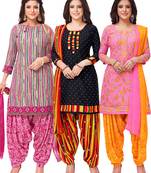 Salwar Studio Women's Pack of 3 Synthetic Printed Unstitched Dress Material Combo