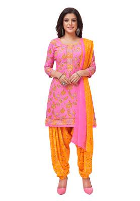 Salwar Studio Women's Pack of 3 Synthetic Printed Unstitched Dress Material Combo 4