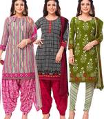 Salwar Studio Women's Pack of 3 Synthetic Printed Unstitched Dress Material Combo