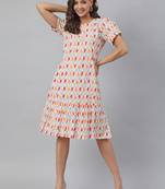 Off-white printed cotton long-dresses