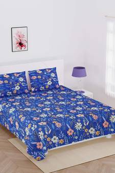 Jaipuri Print Single bed bedsheet 60 x90 in  with Single Pillow cover 18x27 in