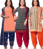 Salwar Studio Women's Pack of 3 Synthetic Printed Unstitched Dress Material Combo