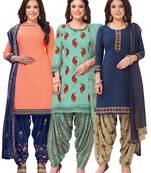 Salwar Studio Women's Pack of 3 Synthetic Printed Unstitched Dress Material Combo