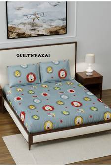 Jaipuri Print Single bed bedsheet 60 x90 in  with Single Pillow cover 18x27 in