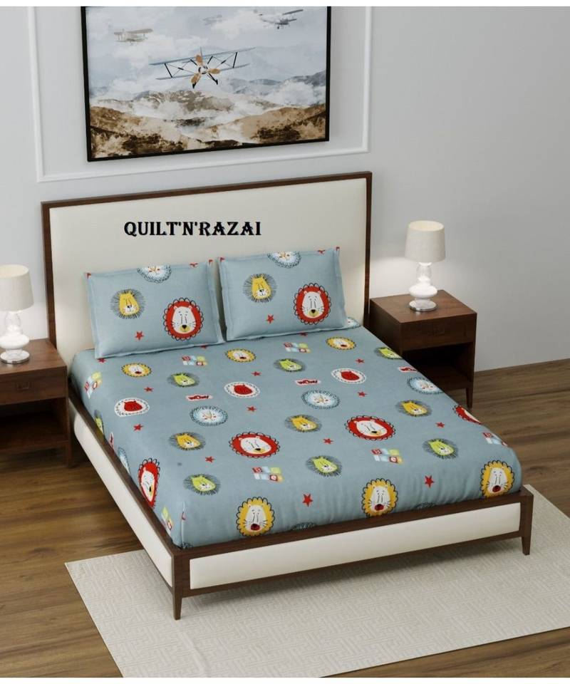 Jaipuri Print Single bed bedsheet 60 x90 in  with Single Pillow cover 18x27 in