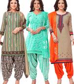 Salwar Studio Women's Pack of 3 Synthetic Printed Unstitched Dress Material Combo