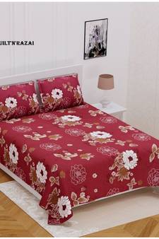 Jaipuri Print Single bed bedsheet 60 x90 in  with Single Pillow cover 18x27 in