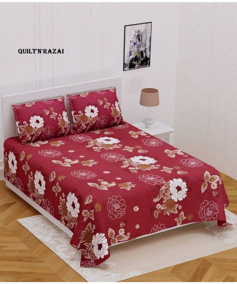 Jaipuri Print Single bed bedsheet 60 x90 in  with Single Pillow cover 18x27 in
