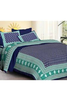 Jaipuri Print Single bed bedsheet 60 x90 in  with Single Pillow cover 18x27 in
