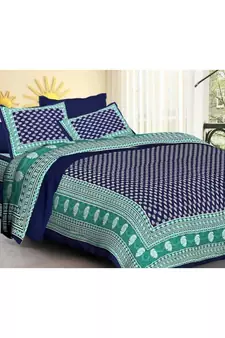 Jaipuri Print Single bed bedsheet 60 x90 in  with Single Pillow cover 18x27 in